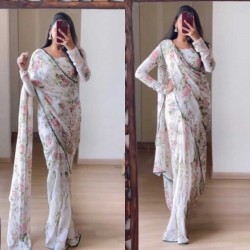 1 min ready to wear floral saree